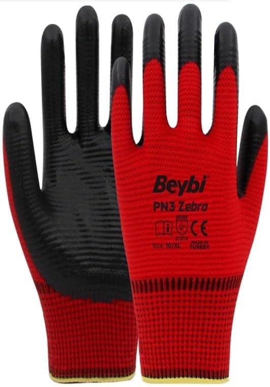 KATAR Beybi PN3 Zebra Kırmızı Siyah Eldiven No:10
