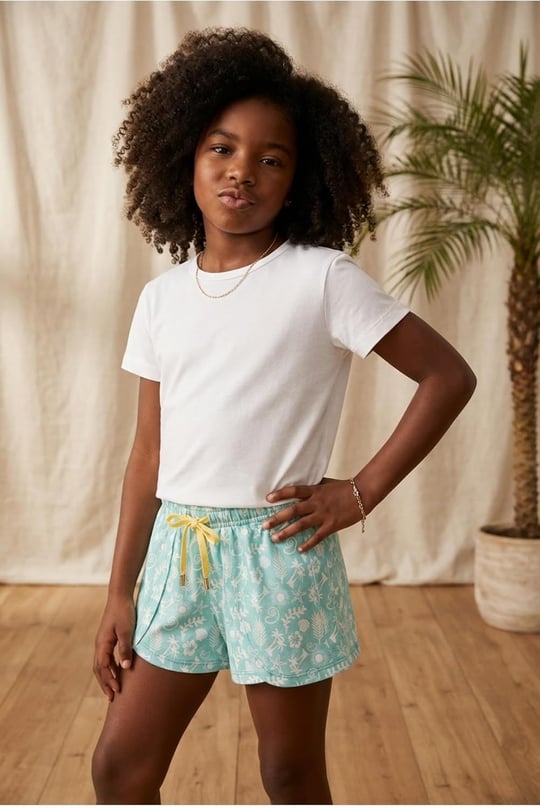 Katia & Bony Kız Çocuk Sea La Vie Palmiye Desenli Şortlu Pijama Takımı, 12612K2011 - Seçenekler: 2-3 Yıl, 4-5 Yıl, 6-7 Yıl, 8-9 Yıl, 10-11 Yıl
