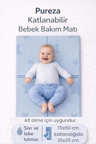 Katlanabilir Alt Değiştirme ve Bebek Bakım Matı 70×50 cm | Taşınabilir, Su Geçirmez, Hijyenik, Silinebilir (Yerli Üretim)