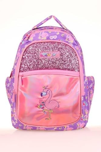 Kaukko Kids Aynalı Taşlı Flamingo Kız Çocuk Okul Sırt Çantası Polyester