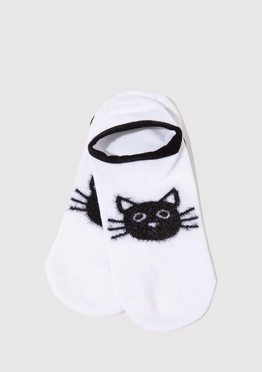 Kedi Baskılı Beyaz Babet Çorap 1911854-70094