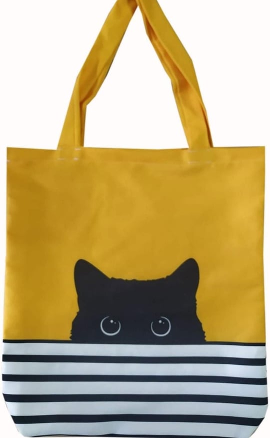 Kedi Desenli Plaj Çantası