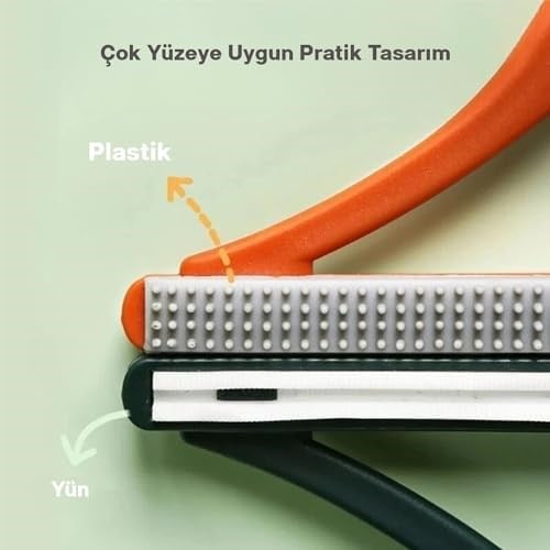 Kedi Köpek Tüy Toplayıcı Çift Taraflı Pamuk Tiftiği ve Tüy Toplama Fırçası (Turuncu)