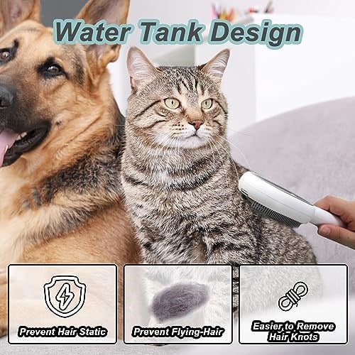 Kediler Köpekler için Su Fırçası, 4ü 1 Arada Evcil Hayvan Bakım Banyo Fırçası, 2si 1 Arada Temizleme Fırçası Kedi, Islak Kedi Tarağı, Su Tanklı Pet Tüy Alma Tarağı, Yapışkan Fırça 2.0 (Havlu Dahil