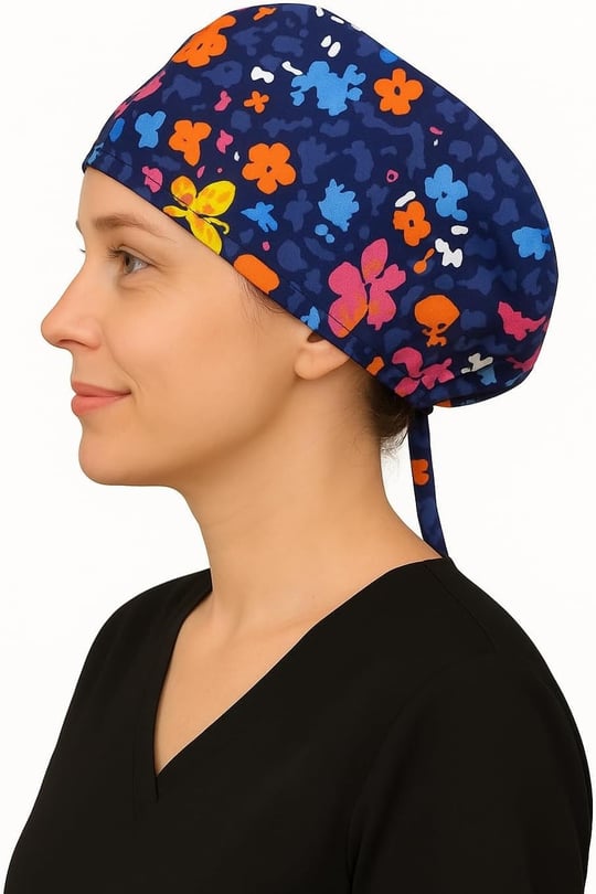 Kelebek Desenli Doktor Hemşire Aşçı Cerrahi Bone Hastane Bone Bandana M014