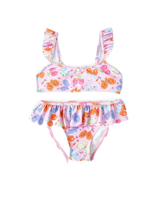Kelebekli Bikini Seti 2 Parça Fırfırlı Çapraz Askılı