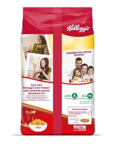 Kelloggs Corn Flakes Çıtır Altın Renginde Kahvaltılık Mısır Gevreği 400 Gr,Lif Kaynağı,Demir ve 6 Vitamin içerir,Folik Asit içerir