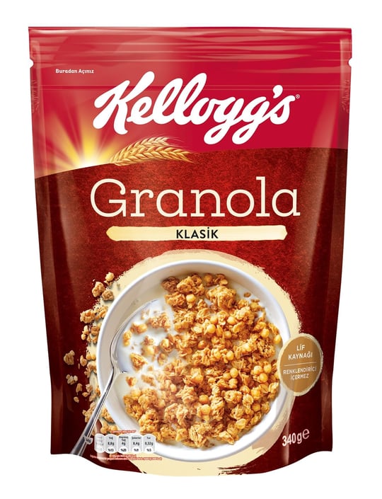 Kelloggs Granola Klasik 340 gr,%56 Yulaf içerir,Lif Kaynağı,Antioksidan içerir,Tahıl Gevreği,Kahvaltılık Müsli,Atıştırmalık