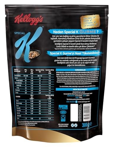 Kelloggs Special K Gurme Kavrulmuş Hindistan Cevizi Dilimi ve Bitter Çikolata Parçalı Kahvaltılık Tam Buğday ve Pirinç Gevreği 300 Gr,Tam Tahıllı,Lif Kaynağı,En Az %42 Kakao Kitlesi içerir