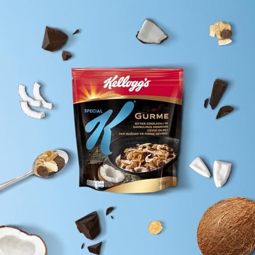 Kelloggs Special K Gurme Kavrulmuş Hindistan Cevizi Dilimi ve Bitter Çikolata Parçalı Kahvaltılık Tam Buğday ve Pirinç Gevreği 300 Gr,Tam Tahıllı,Lif Kaynağı,En Az %42 Kakao Kitlesi içerir