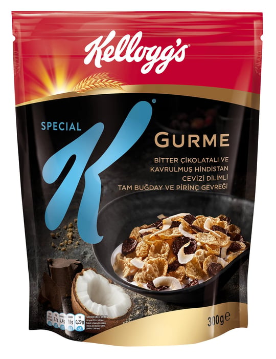 Kelloggs Special K Gurme Kavrulmuş Hindistan Cevizi Dilimi ve Bitter Çikolata Parçalı Kahvaltılık Tam Buğday ve Pirinç Gevreği 300 Gr,Tam Tahıllı,Lif Kaynağı,En Az %42 Kakao Kitlesi içerir