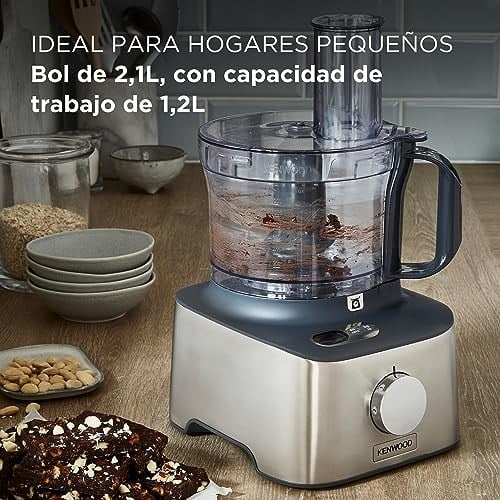 Kenwood Multi Pro Compact Mutfak Robotu FDM316SS - 800 Watt Dayanıklı Motor, 2,1 Lt Mutfak Robotu ve 3 Çelik Disk, 1,2 Lt Cam Smoothie Blender, Entegre Dijital Tartı, Cam Doğrayıcı, Narenciye Sıkacağı