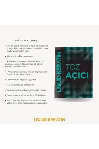 Keratinli Gri Toz Açıcı, Oksidan Kremli Set - Yakmadan Saç Rengi Ve Boya Açıcı Set (30G,60ML=90GR)