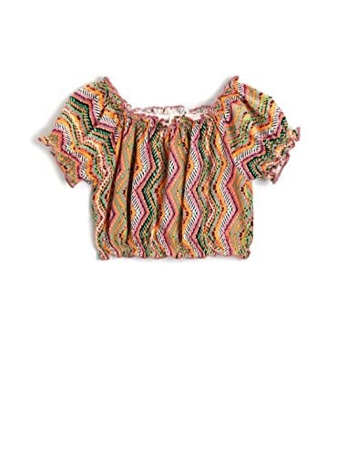 Keten Karışımlı Crop Bluz Beli ve Kolları Lastikli