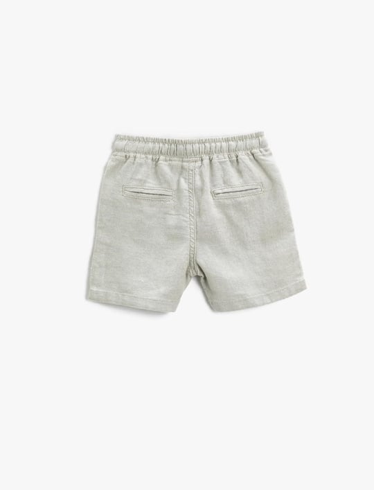 Keten Karışımlı Şort Beli Bağlamalı