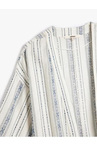 Keten Kimono 3/4 Geniş Kol Kalça Boy
