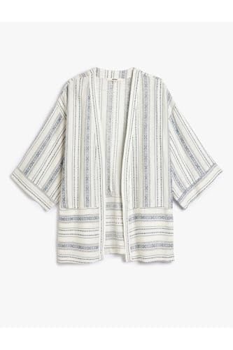 Keten Kimono 3/4 Geniş Kol Kalça Boy