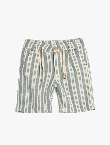 Keten Şort Chino Beli Bağlamalı Cepli