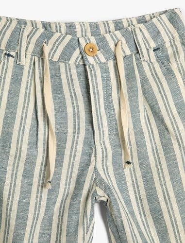 Keten Şort Chino Beli Bağlamalı Cepli