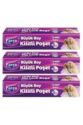Kilitli Buzdolabı Poşet Büyük Boy 12li 26 x 28 cm Üçlü Set