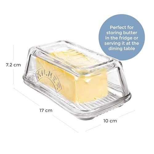 Kilner Cam Tereyağı Tabağı 250 g Kapasiteli Dayanıklı BPA İçermez Tereyağını Daha Uzun Sürdürülebilir Tutar Buzdolabı ve Masa Üstü Kullanımı için Bulaşık Makinesi Güvenli Sürdürülebilir Cam Depolama