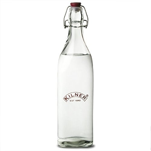 Kilner Kare Klipsli Üst Şişe, Sıvıları Korumak ve Saklamak için Hava Geçirmez Conta, Yeniden Kullanılabilir ve Bulaşık Makinesinde Yıkanabilir, 34 Sıvı Ons