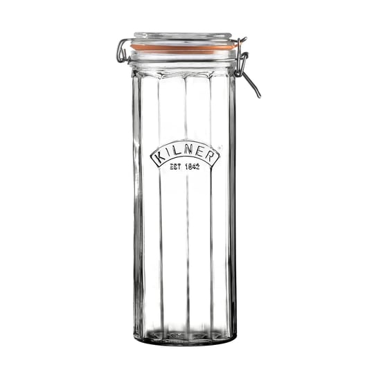 KILNER Kilitli faset kavanoz, 2 l, retro görünüm, içerik aromasını korur ve uzun süre taze kalır, ev yapımı için kapaklı cam kap, yemek hazırlama kavanozu olarak da ideal