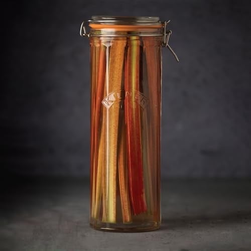 KILNER Kilitli faset kavanoz, 2 l, retro görünüm, içerik aromasını korur ve uzun süre taze kalır, ev yapımı için kapaklı cam kap, yemek hazırlama kavanozu olarak da ideal