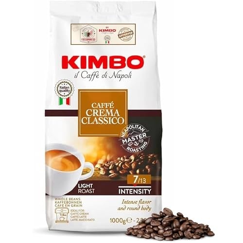 Kimbo Dolce Crema Çekirdek Kahve (1000 gr) | 1 paket 1 kg kahve çekirdeği, yoğunluk 7/13, açık tostaura