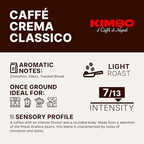 Kimbo Dolce Crema Çekirdek Kahve (1000 gr) | 1 paket 1 kg kahve çekirdeği, yoğunluk 7/13, açık tostaura