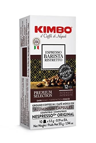 Kimbo Espresso Ristretto Espresso Alüminyum Kapsüller | Koyu Kızartma | Nespresso Uyumlu | Pürüzsüz ve Zengin İtalyan Espresso |10 Adet