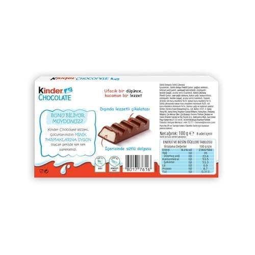 Kinder Chocolate Çikolata 8li 100 Gr