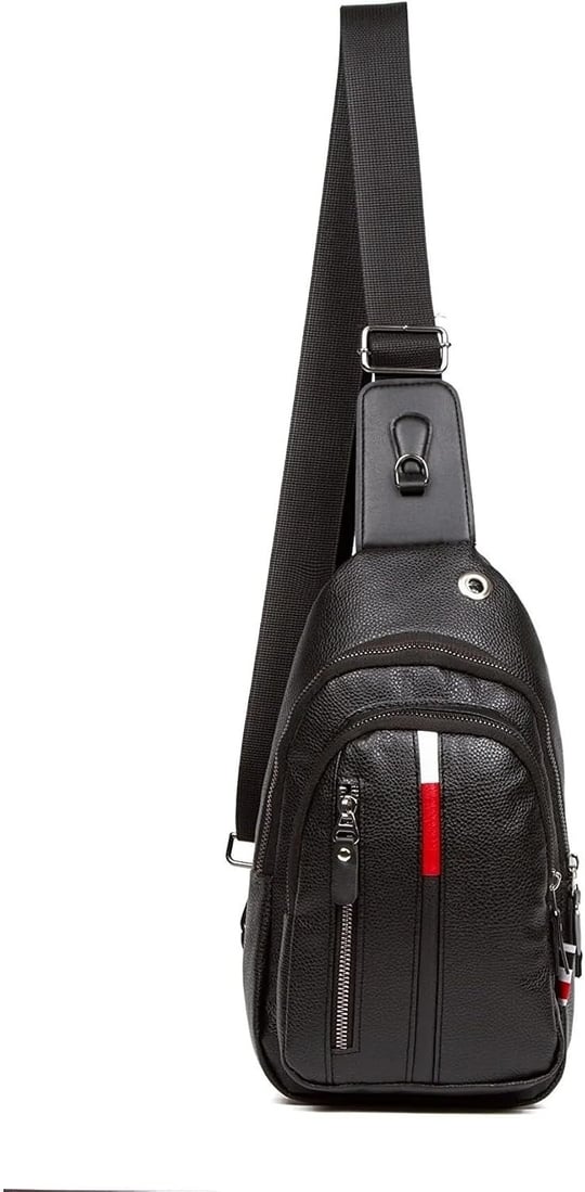 Kindfox Unisex Vegan Deri Çapraz Askılı Çanta Çift Yönlü Omuz Çanta | Kulaklık Çıkışlı Bodybag | TMY
