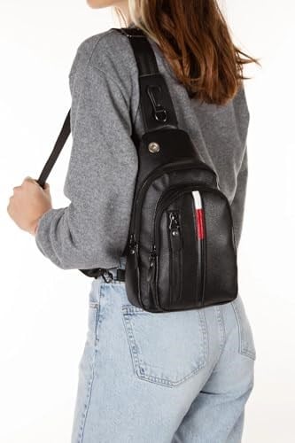 Kindfox Unisex Vegan Deri Çapraz Askılı Çanta Çift Yönlü Omuz Çanta | Kulaklık Çıkışlı Bodybag | TMY
