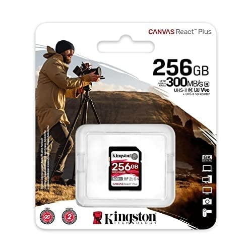 Kingston 256GB SDXC REACT PLUS UHS-II 300R/260W U3 V90 FULL HD/4K/8K