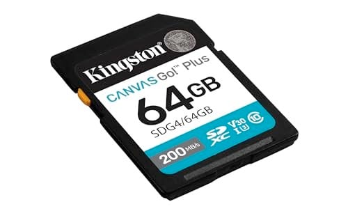 Kingston 64GB Canvas Go Plus SD Card | Up to 200MB/s | Class 10, UHS-I, U3, V30 | SDG4/64GB