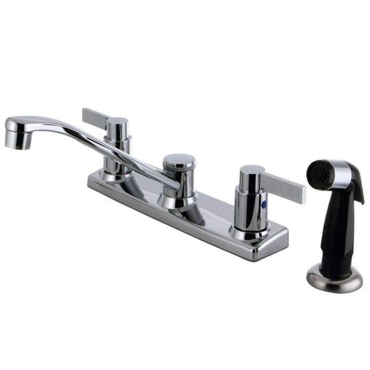 Kingston Brass FB2122NDL NuvoFusion Mutfak Bataryası, 2 Kollu, 20 cm Centerset, Yan Püskürtücülü, Parlak Krom