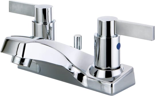 Kingston Brass FB2201NDL NuvoFusion Lavabo Bataryası, 10 cm Orta Set, ABS Pop-Up, Cilalı Krom - Seçenekler: 4 Inch, 8 Inch