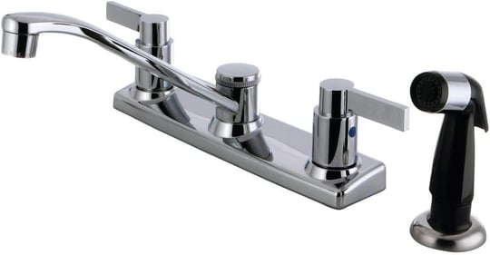 Kingston Brass FB2201NDL NuvoFusion Lavabo Bataryası, 10 cm Orta Set, ABS Pop-Up, Cilalı Krom - Seçenekler: 4 Inch, 8 Inch