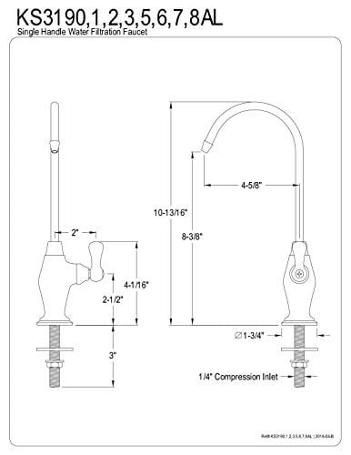 Kingston Brass KS3197AL 1/4 Turn Su Filtrasyon Musluk, Fırçalanmış Pirinç