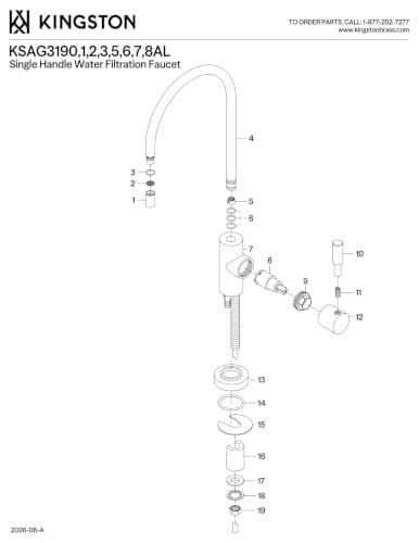 Kingston Brass KSAG8197DL Concord Su Filtrasyon Musluk, Fırçalanmış Pirinç