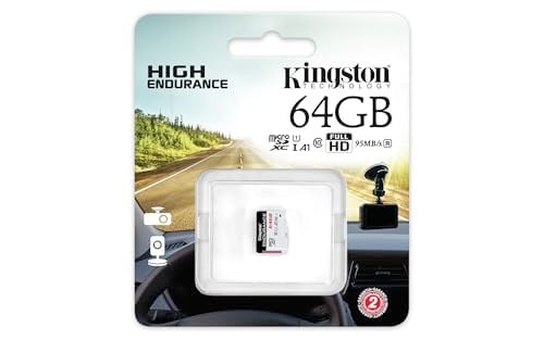 Kingston High-Endurance 64GB microSD Hafıza Kartı SDCE/64GB 95MB/s - 30MB/s kadar Okuma Yazma Kameralar, Araç Kameraları için