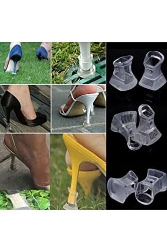 Kır Düğünü Stiletto Çime Batmaz Aparat, Topuklu Ayakkabı Topuk Ucu Koruyucu Şeffaf Silikon Plastik, Topuk Sesi Önleyici, 1 Çift