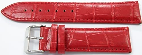 Kırmızı Deri Saat Kordonu 20mm Saat Kayışı Dikişli Spor Kolçak
