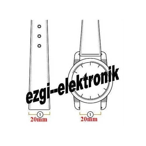 Kırmızı Deri Saat Kordonu 20mm Saat Kayışı Dikişli Spor Kolçak