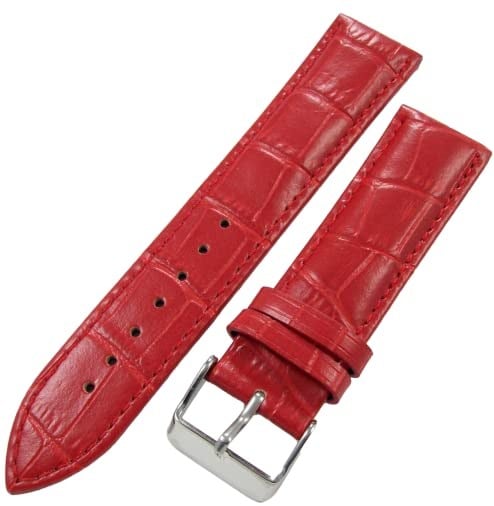 Kırmızı Deri Saat Kordonu 24mm Saat Kayışı Dikişli Spor Kolçak