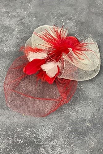 Kırmızı Grek Tüllü Vualet Parti Ve Nikah Şapkası Saç Aksesuarı