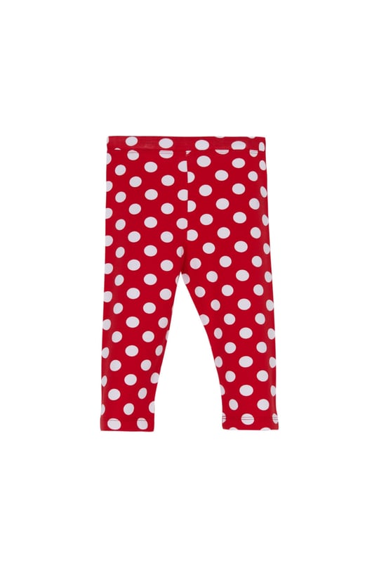 Kırmızı Kız Çocuk Polka-Dot Desen Kapri