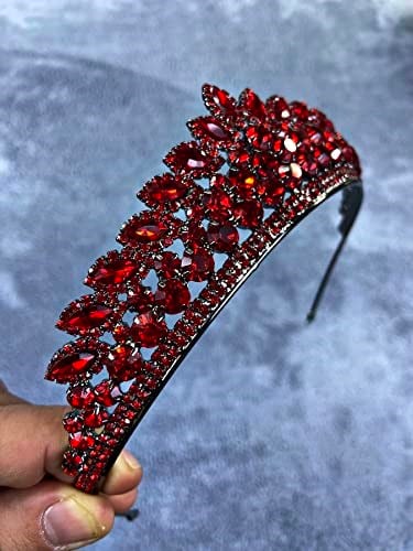 Kırmızı Kristal Taşlı Elanur Model Kına Ve Gelin Tacı