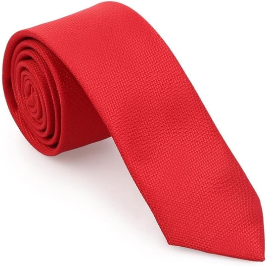 Kırmızı Oxford Model Mendilli Slim Kravat- MKAS-2